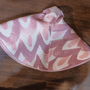 NEW ! Romualda Pink and White Quilted HUGE sunhat